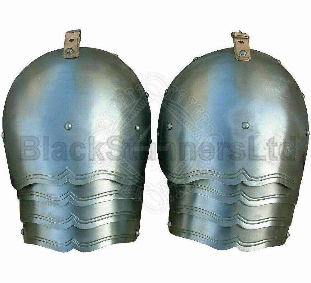 Scalloped Gothic Steel Shoulder Pauldrons - Pair - product photo 3