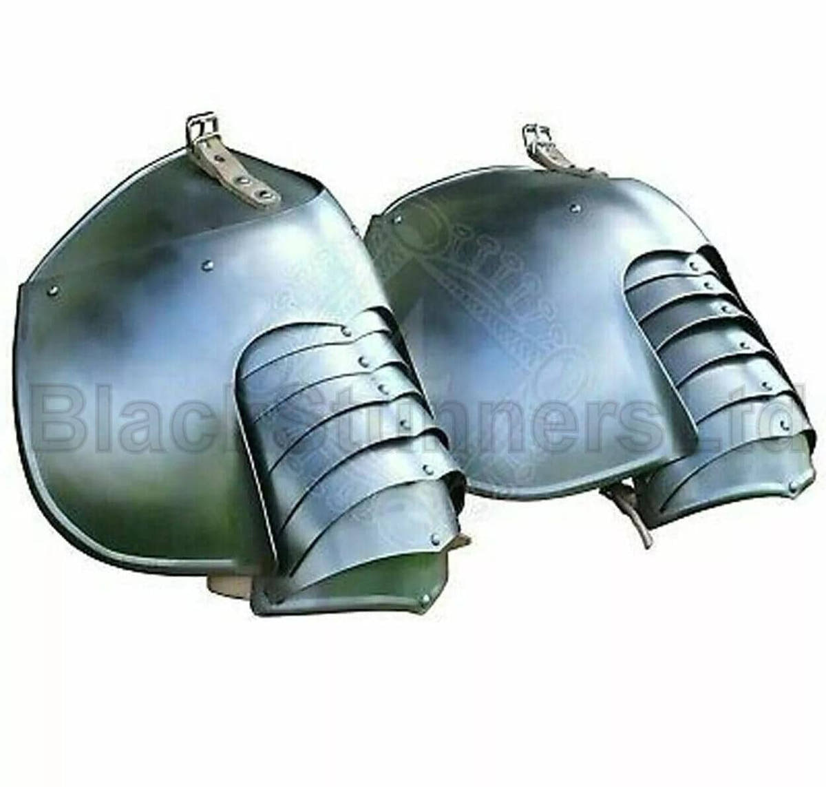 Broad-Plate Gothic Steel Shoulder Pauldrons - Pair - product photo 1