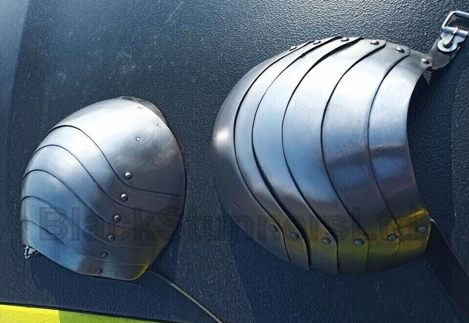 Rounded Medieval Steel Shoulder Pauldrons - Pair - product photo 4