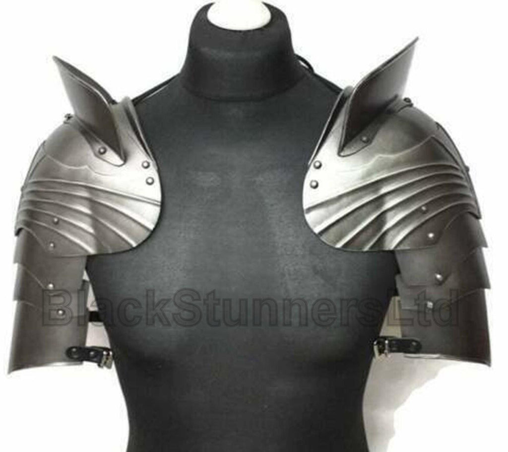 Raised-Edge Fantasy Steel Shoulder Pauldrons - Pair - product photo 2