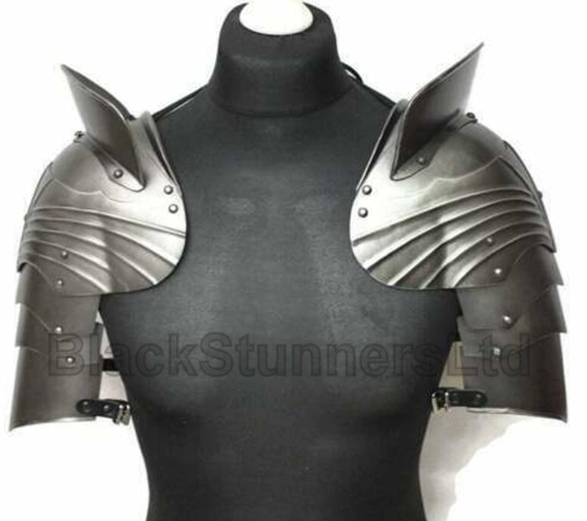 Raised-Edge Fantasy Steel Shoulder Pauldrons - Pair - product photo 2